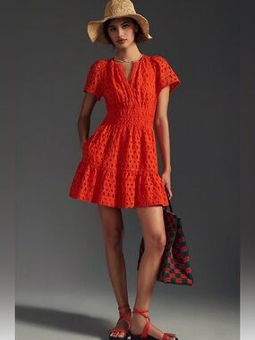 Anthropologie Somerset mini dress with eyelet detail- xxs